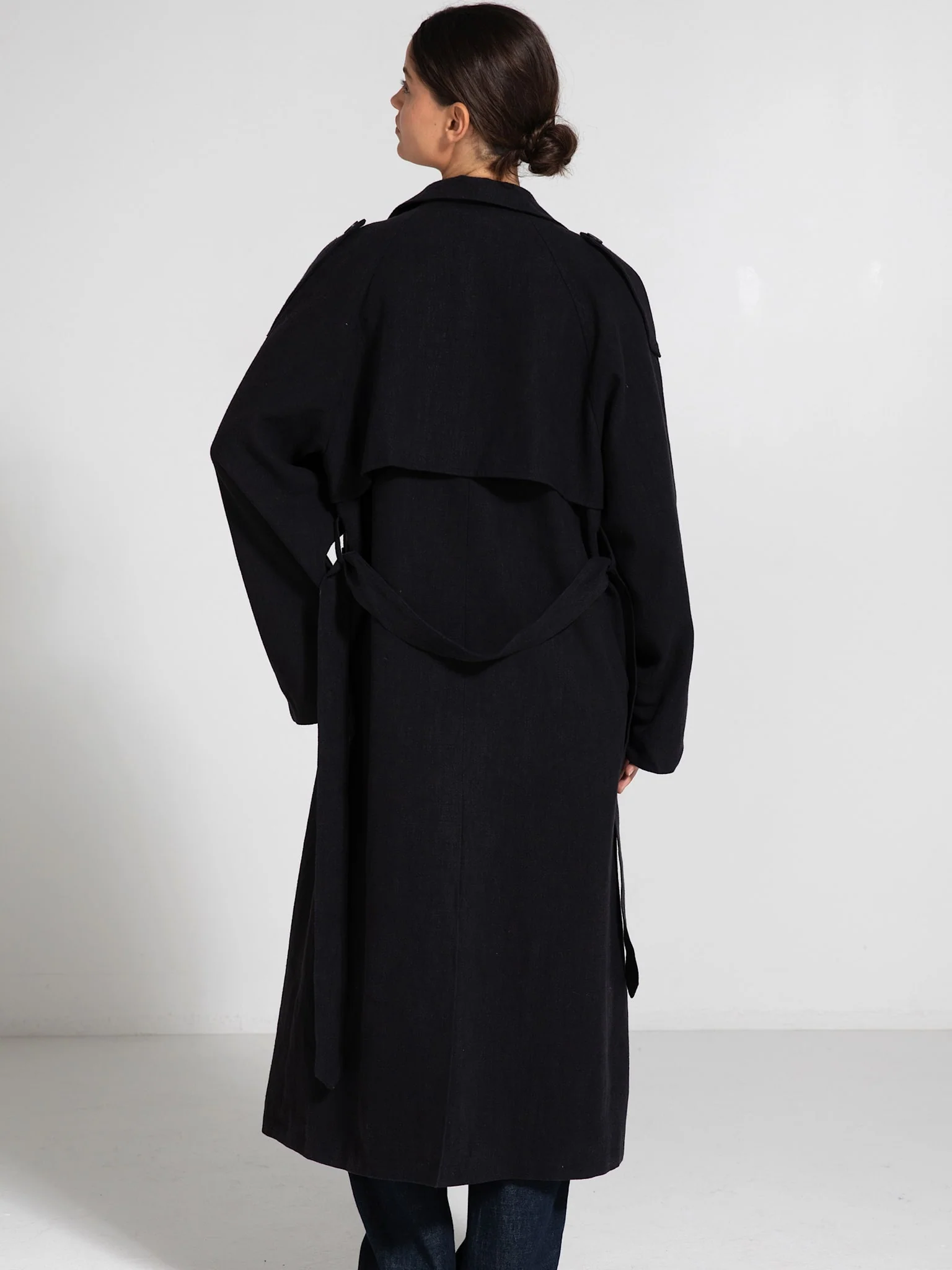 KIRA LINEN COAT - BLACK - Image 4