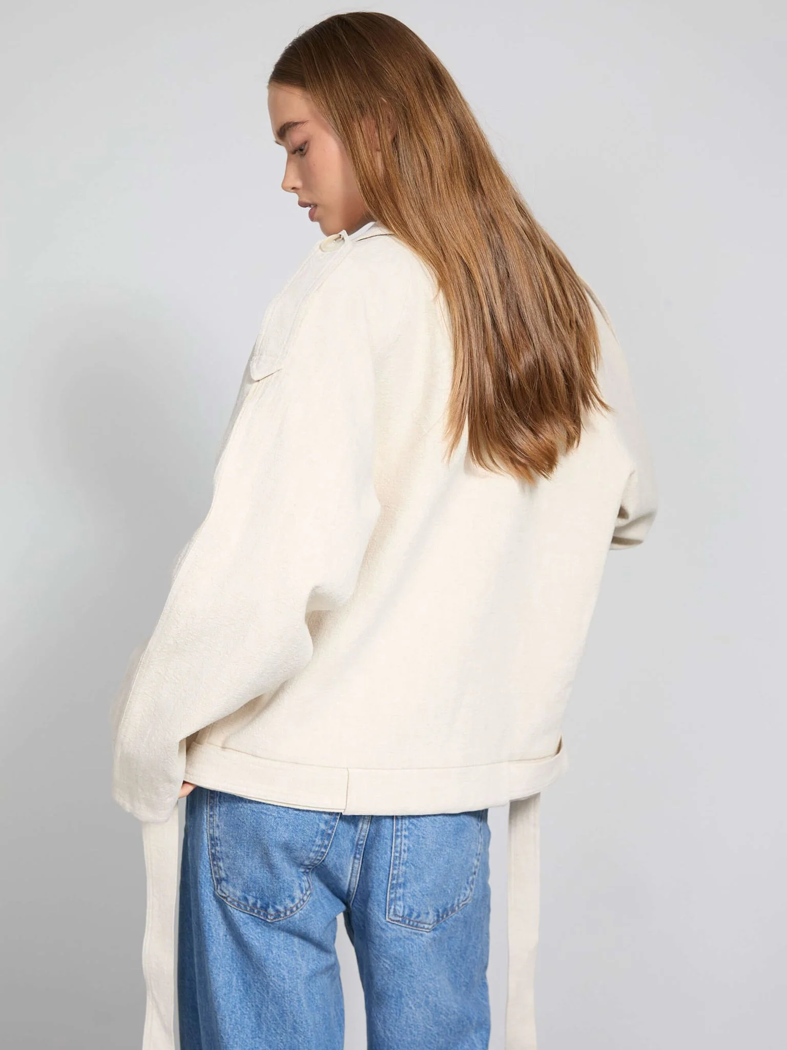 KIRA LINEN JACKET - CREME - Image 2