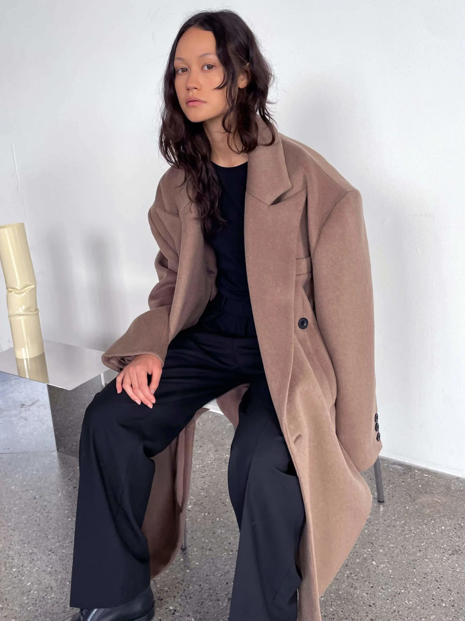 KYLIE WOOL COAT - BROWN - Image 3