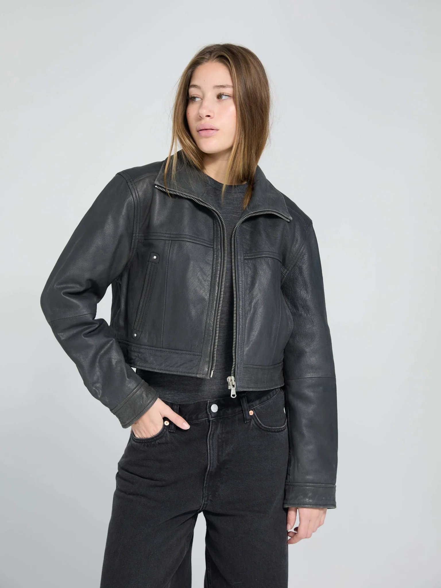 LYLE LEATHER JACKET - BLACK - Image 3