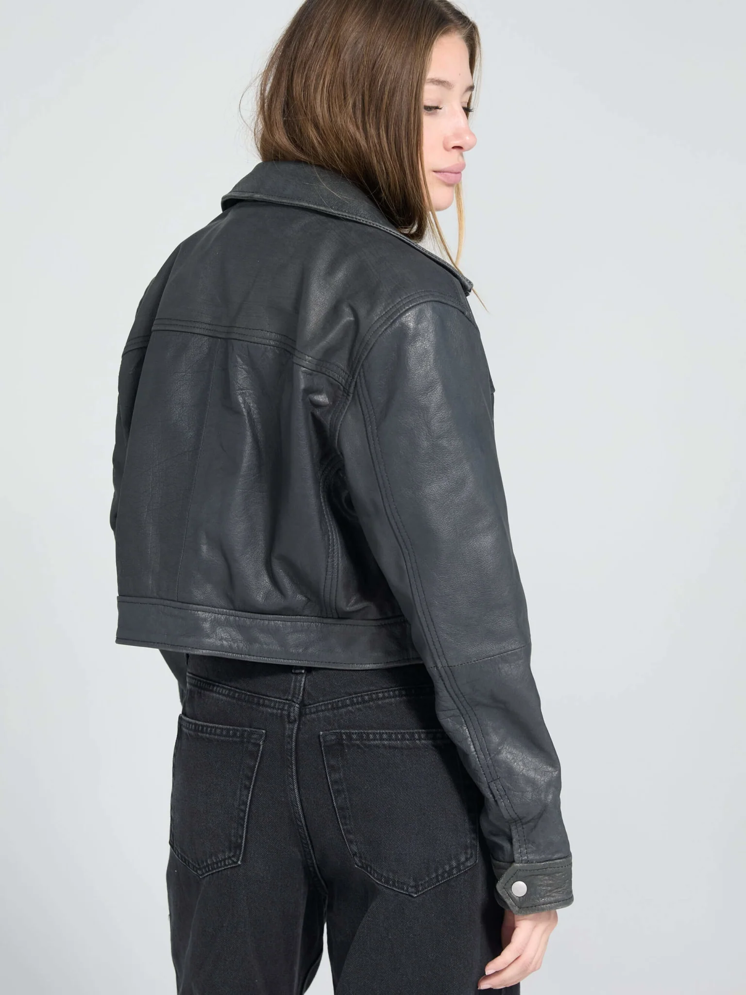 LYLE LEATHER JACKET - BLACK - Image 4