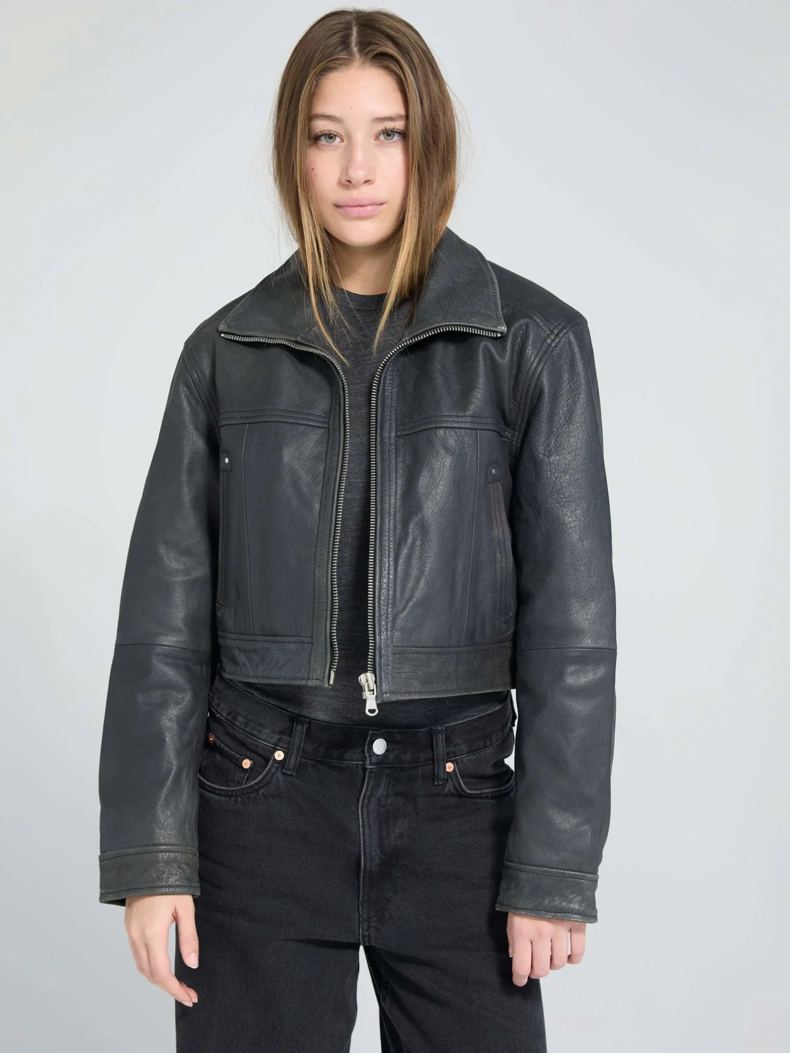 LYLE LEATHER JACKET - BLACK - Image 5