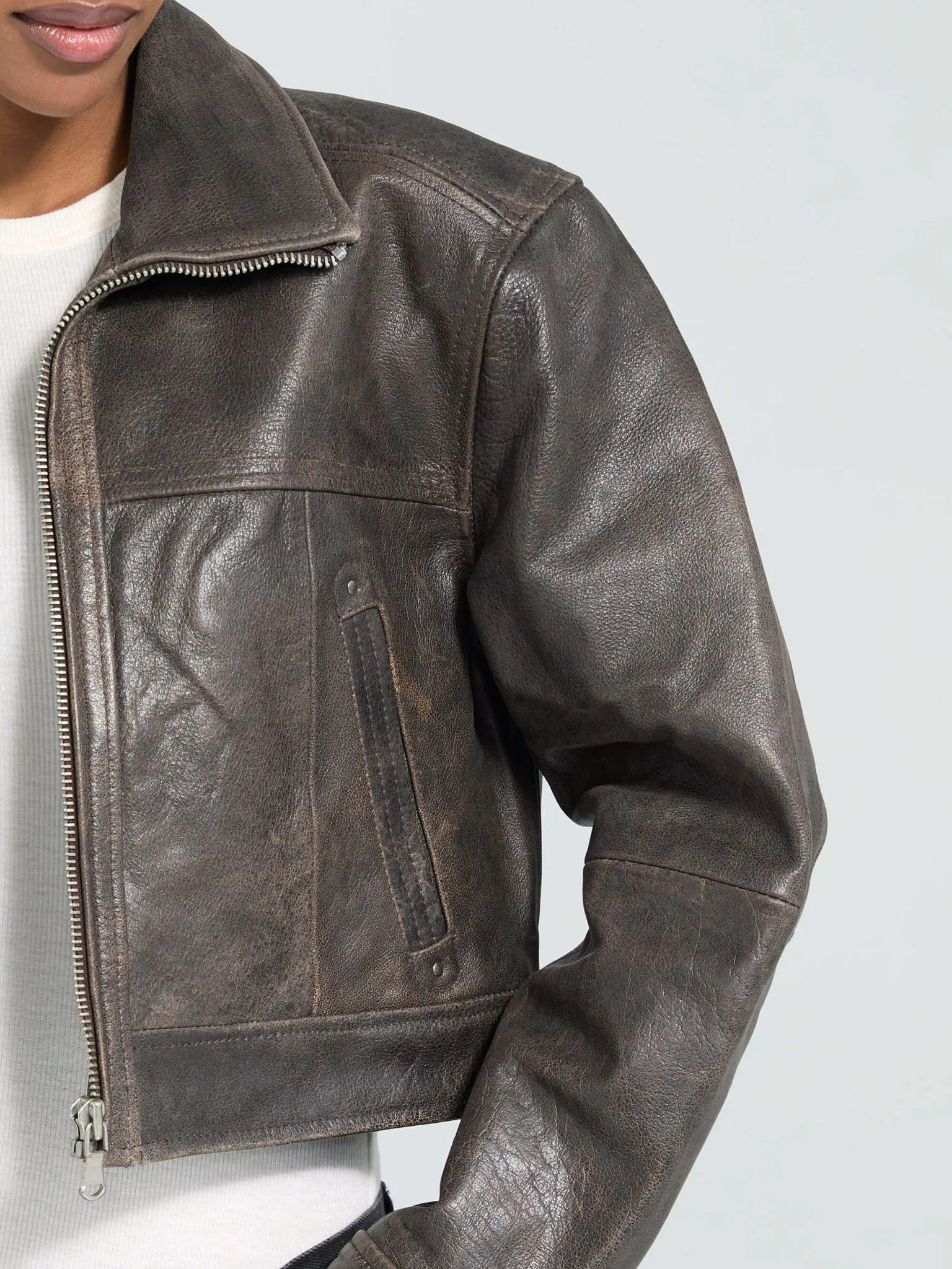 LYLE LEATHER JACKET - BROWN - Image 4