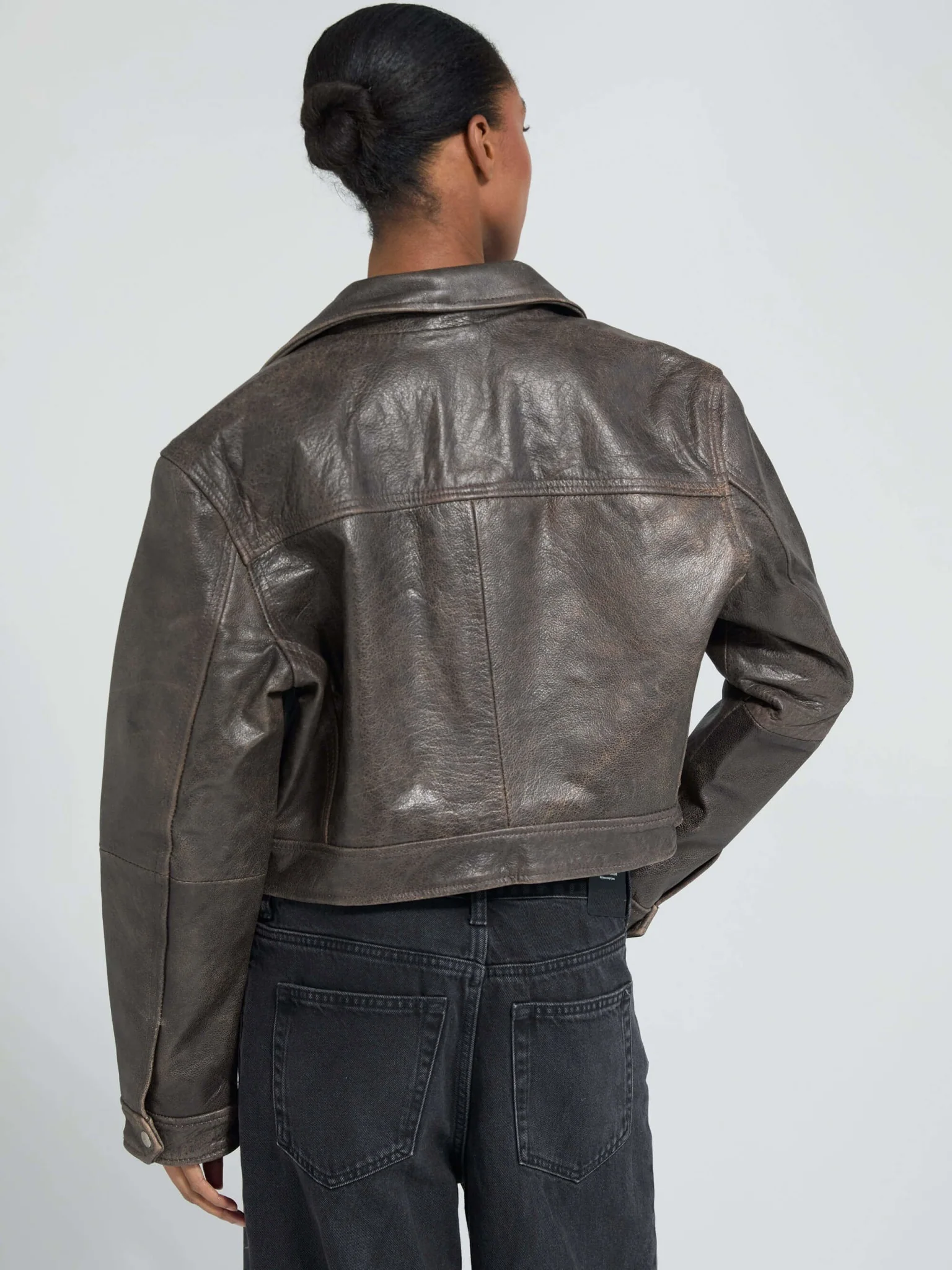 LYLE LEATHER JACKET - BROWN - Image 5