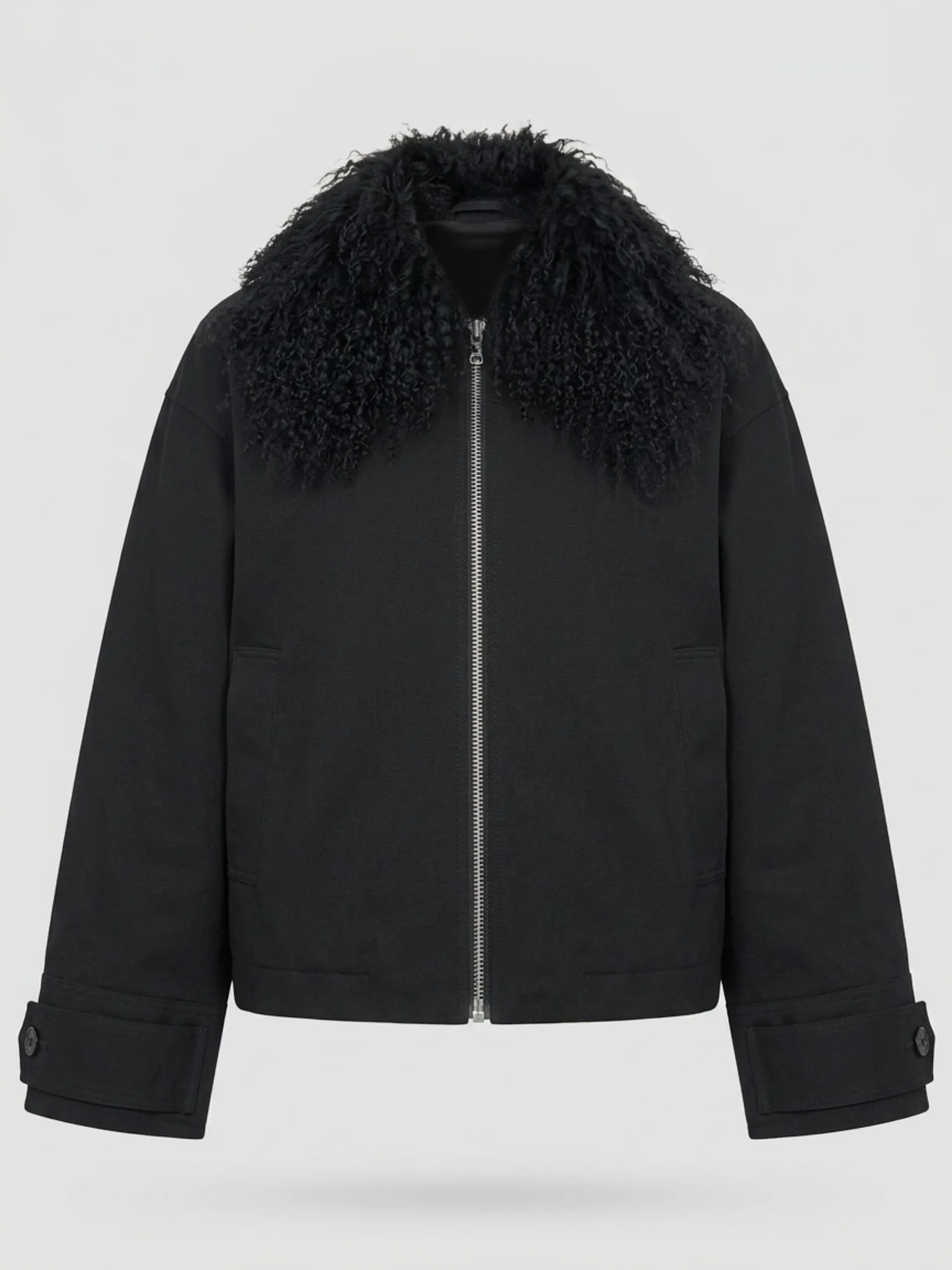 NICO JACKET MONGOLIAN FUR - BLACK