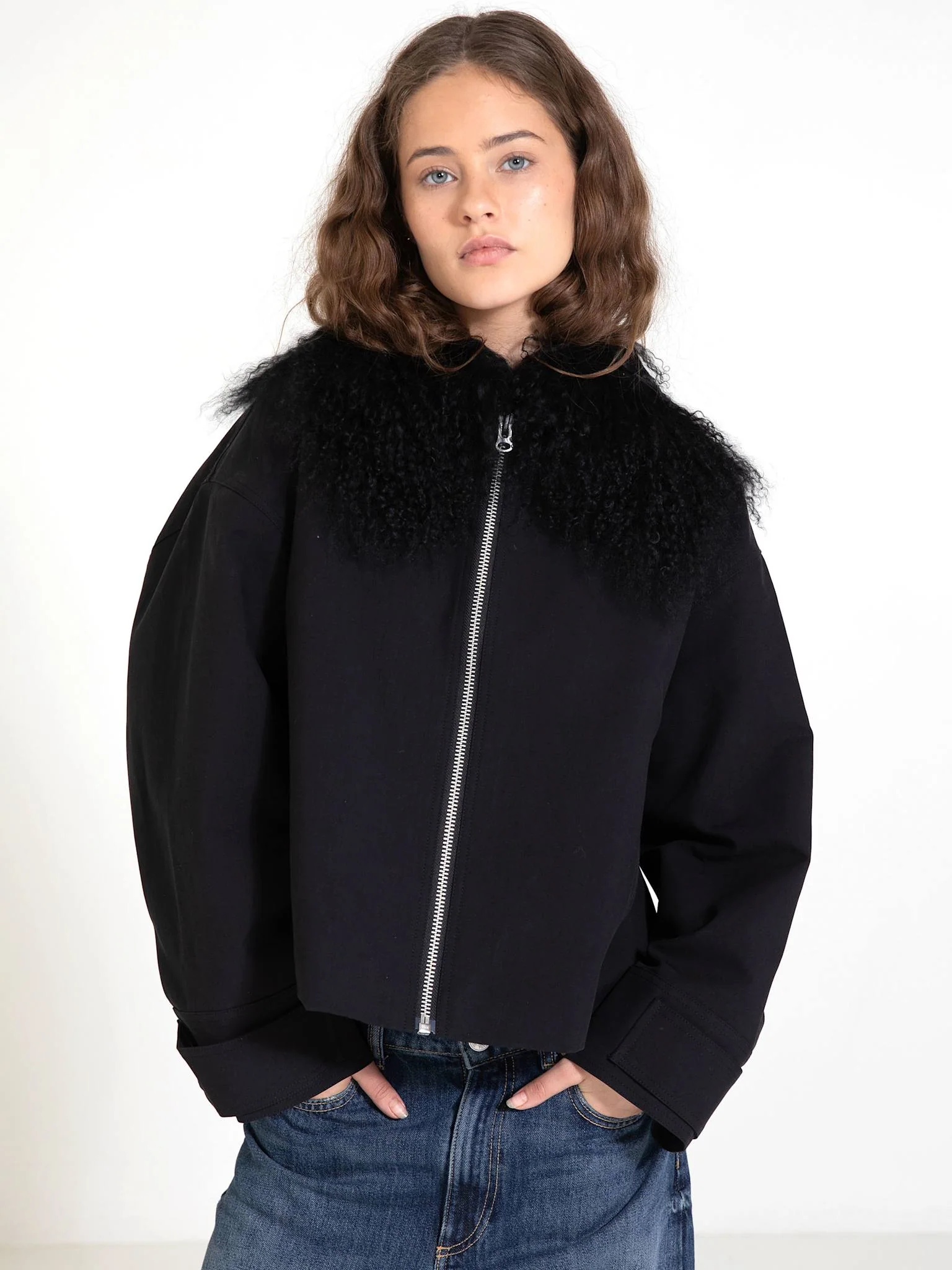 NICO JACKET MONGOLIAN FUR - BLACK - Image 3