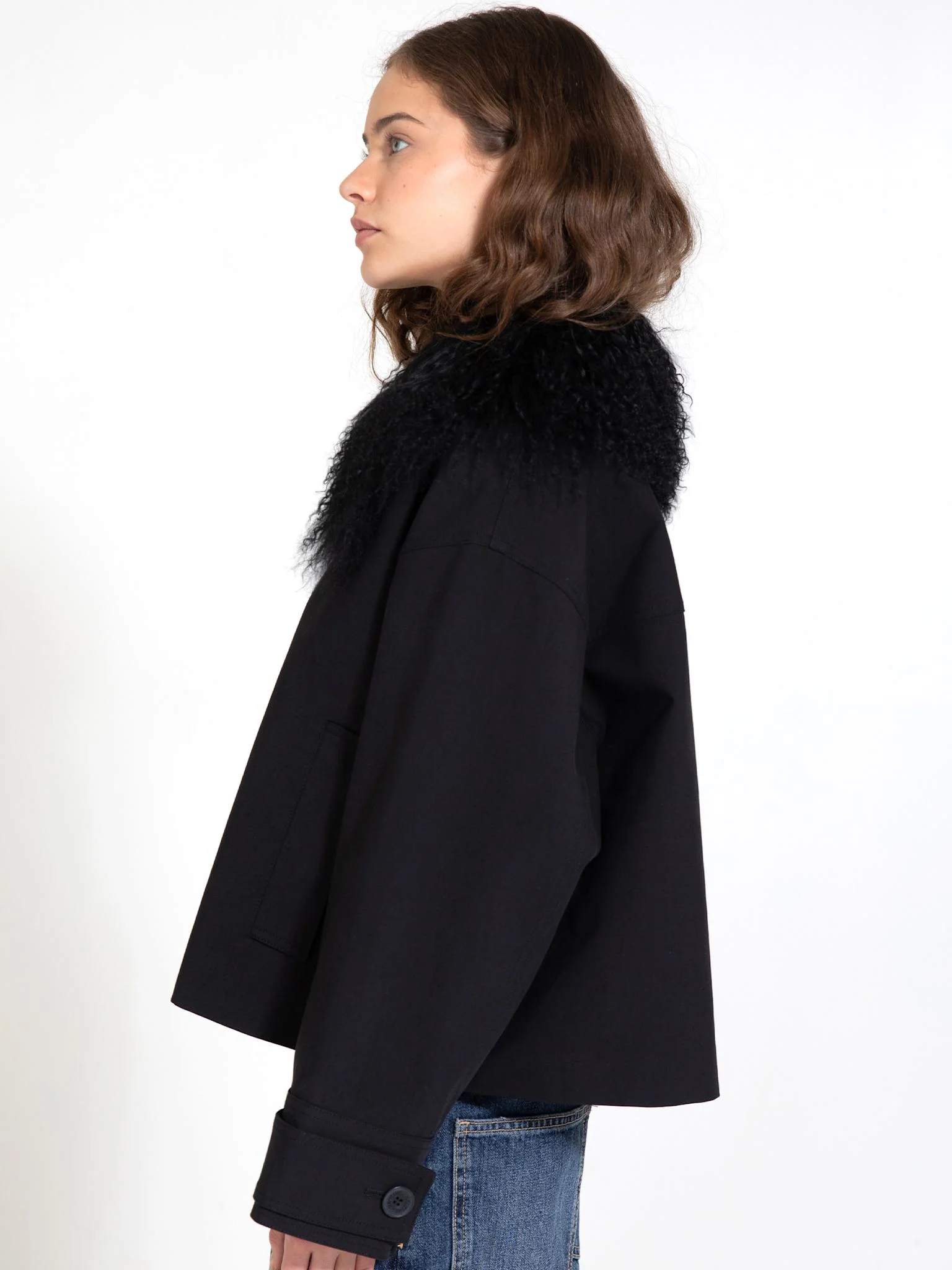 NICO JACKET MONGOLIAN FUR - BLACK - Image 5