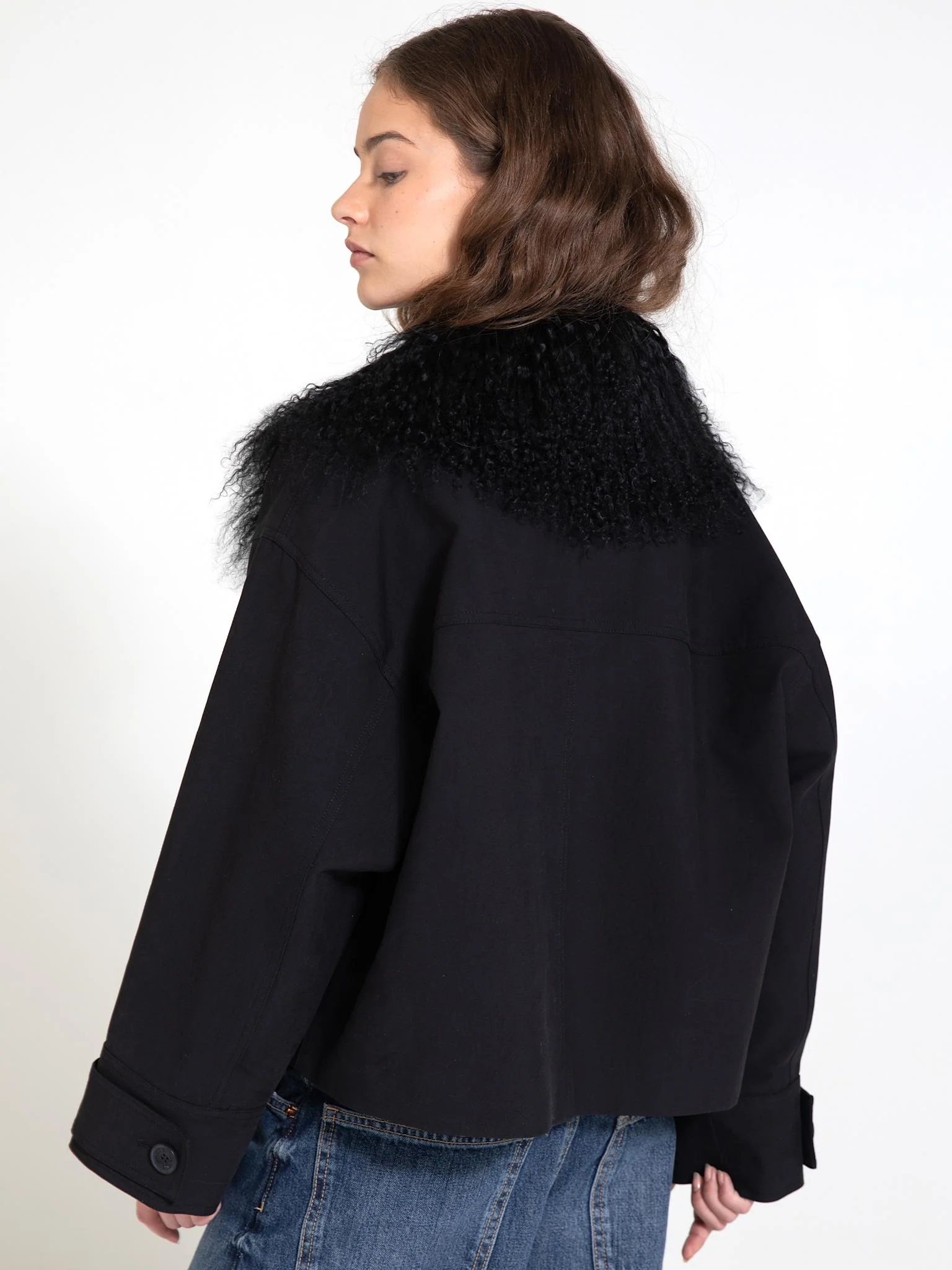NICO JACKET MONGOLIAN FUR - BLACK - Image 6