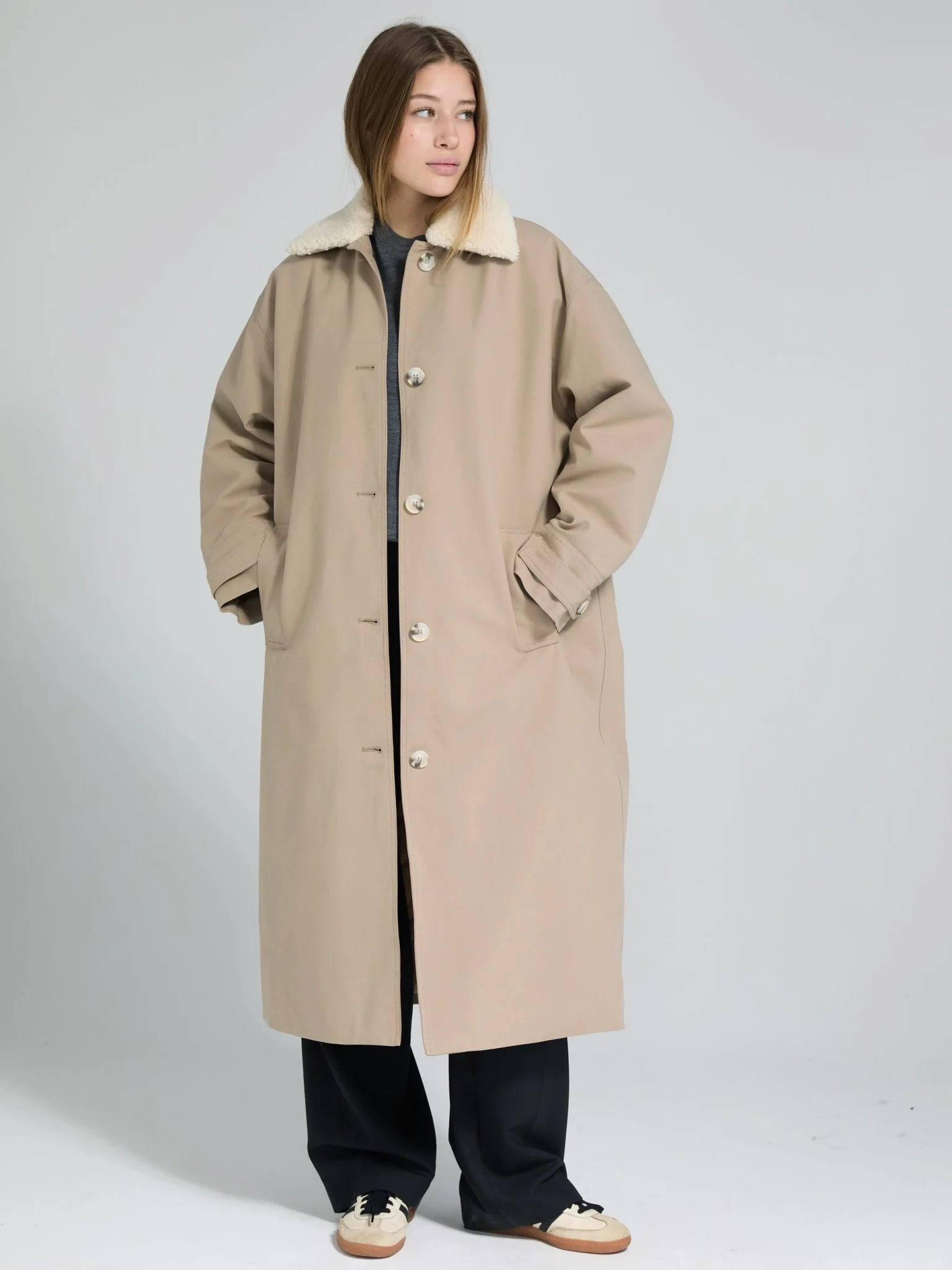 RITA PADDED CANVAS COAT - BEIGE - Image 2