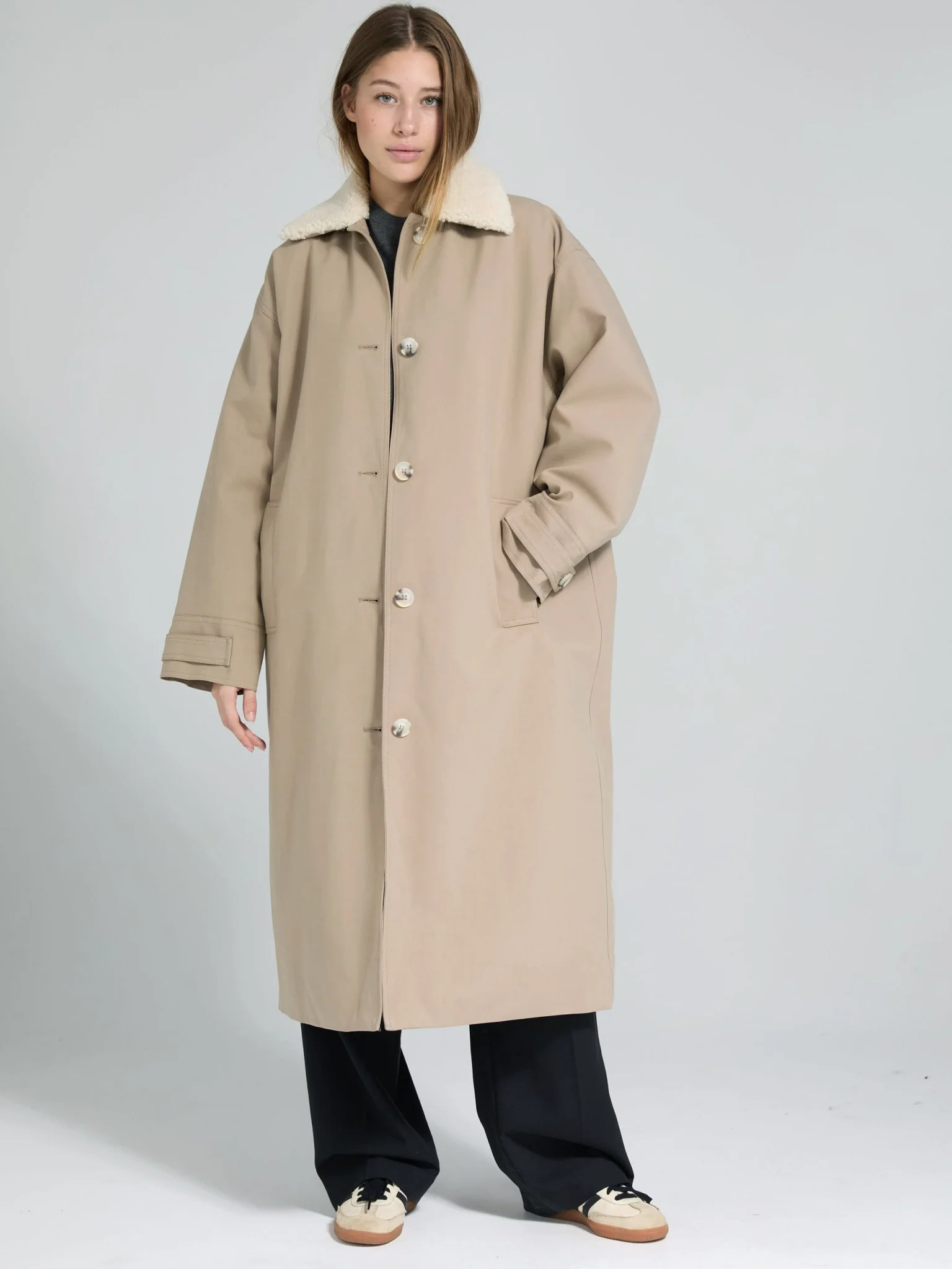 RITA PADDED CANVAS COAT - BEIGE - Image 4