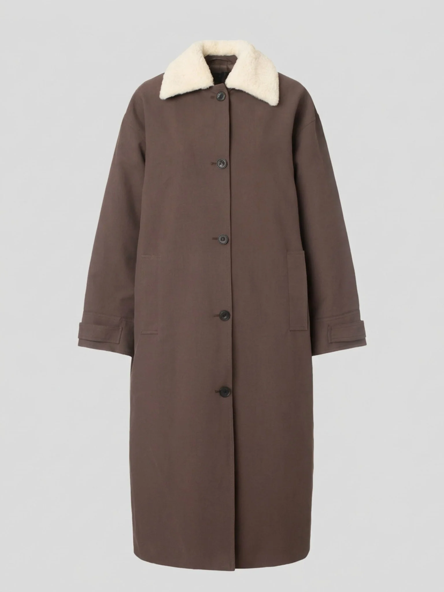 RITA PADDED CANVAS COAT - DARK BROWN
