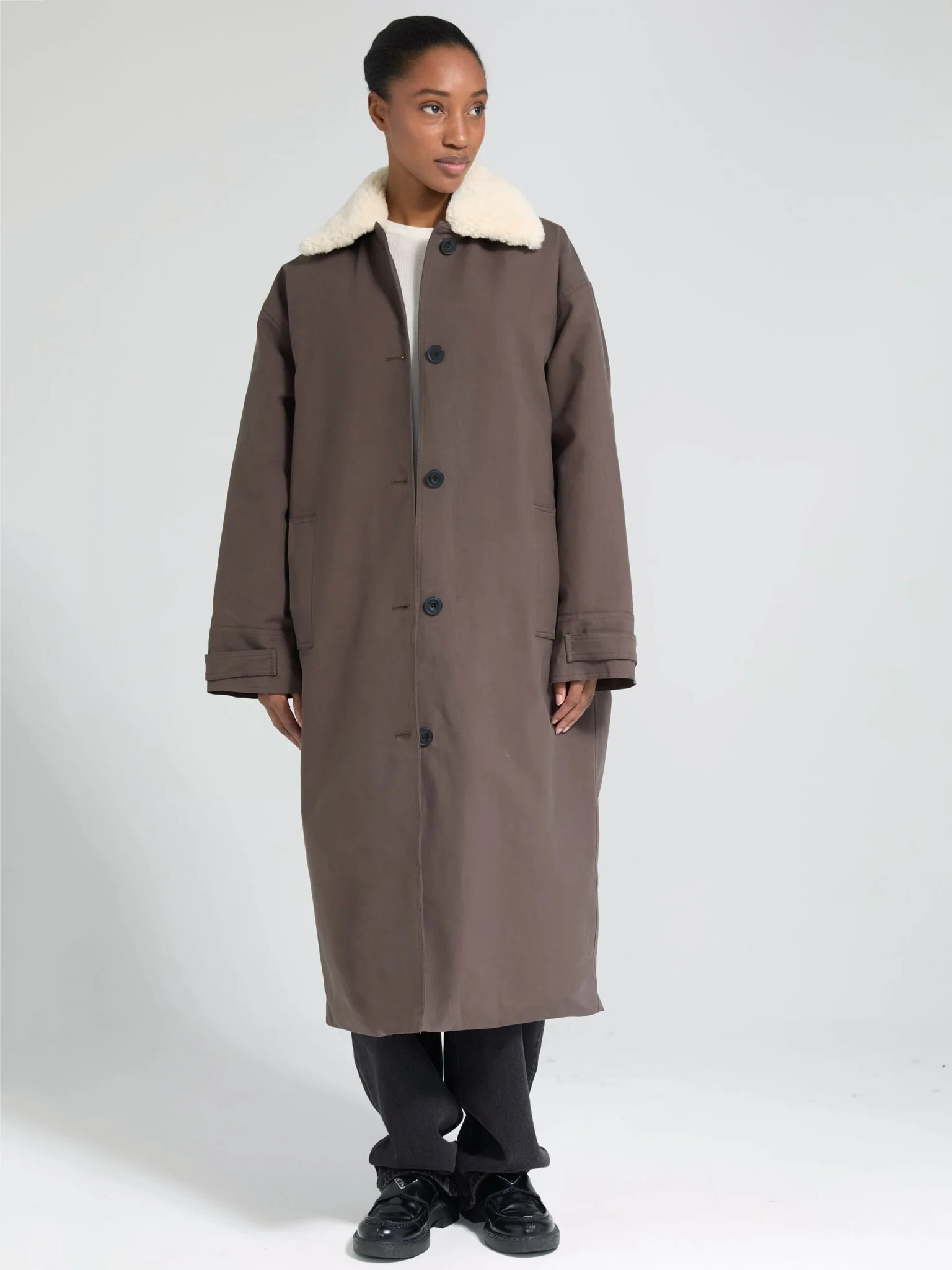 RITA PADDED CANVAS COAT - DARK BROWN - Image 2