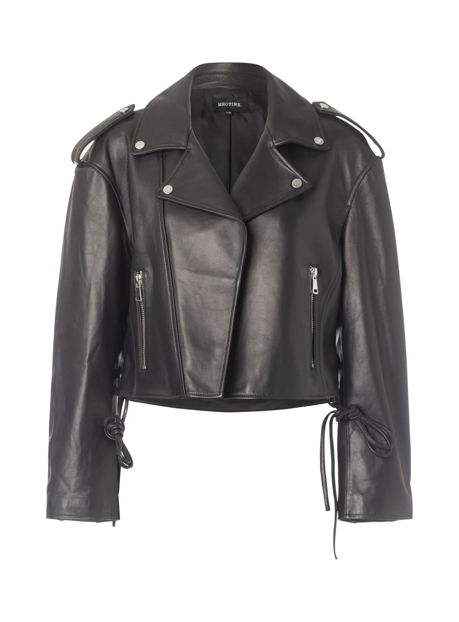 ROSE CROPPED BIKER JACKET - BLACK - Image 7