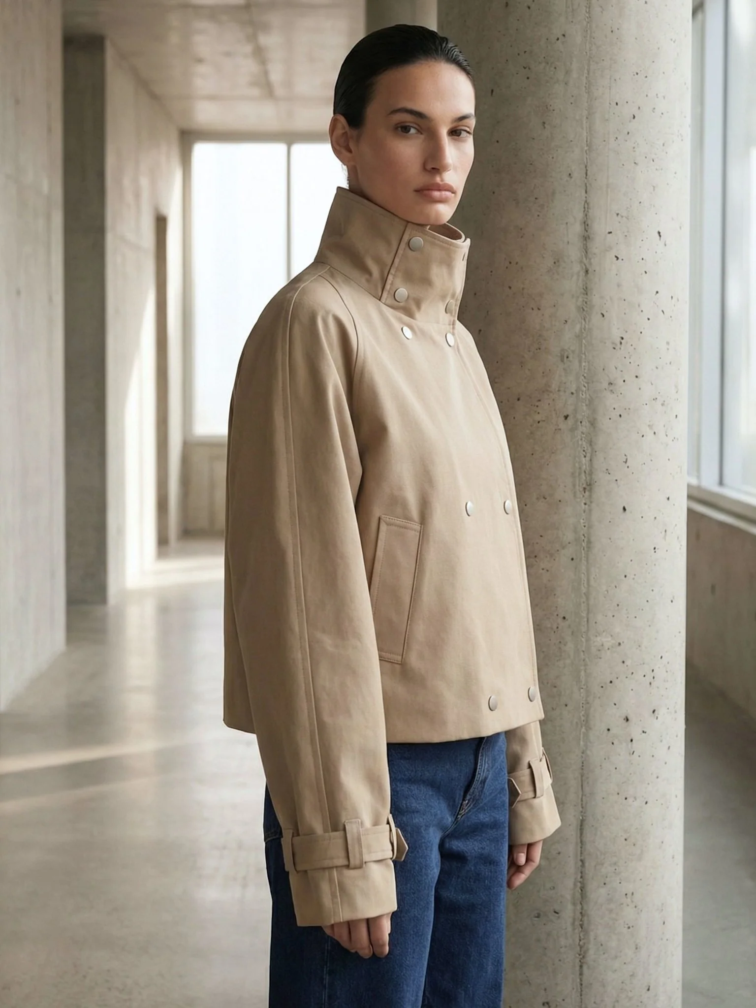 SKYLER CROPPED JACKET - BEIGE - Image 3