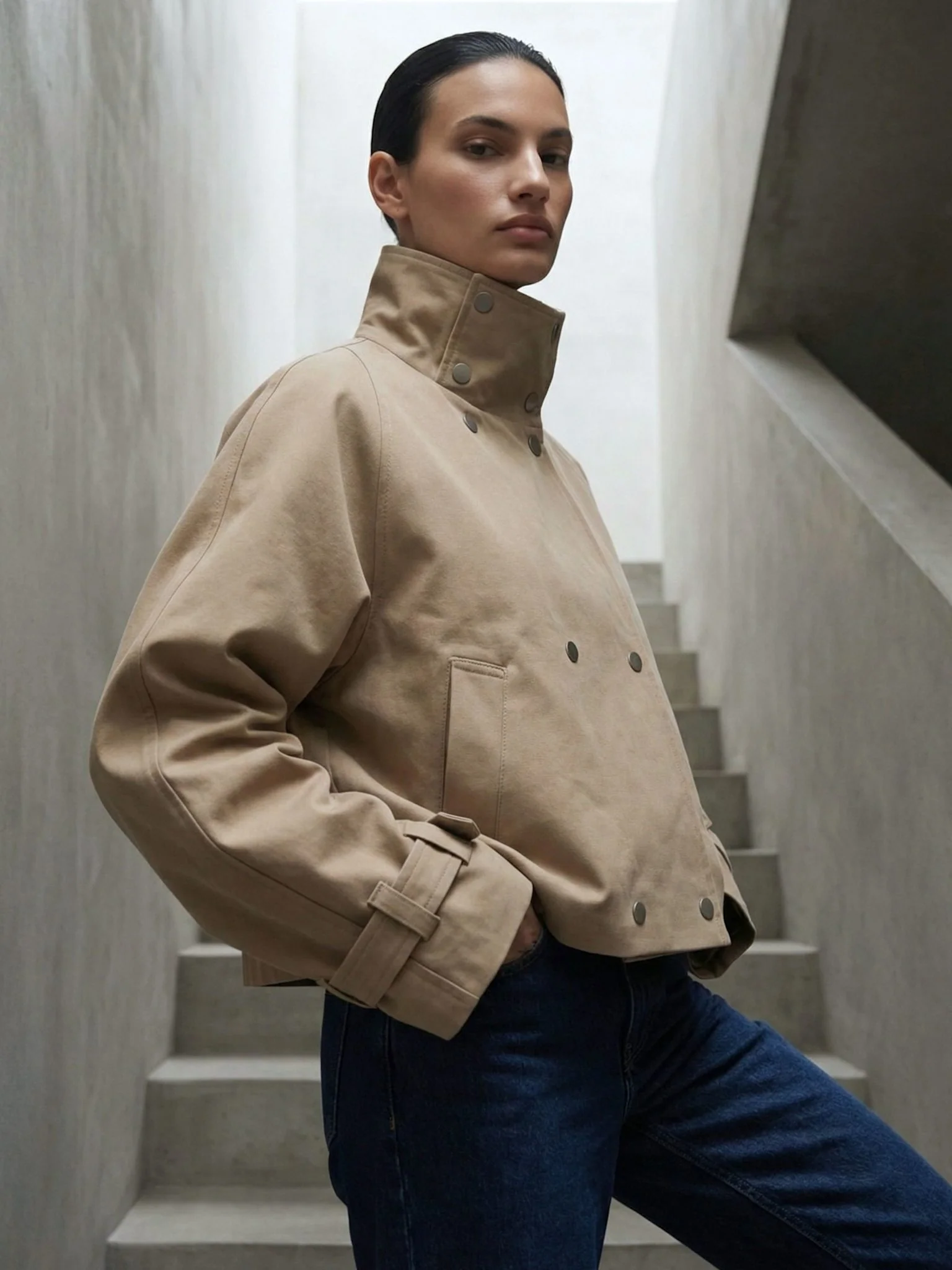 SKYLER CROPPED JACKET - BEIGE - Image 5