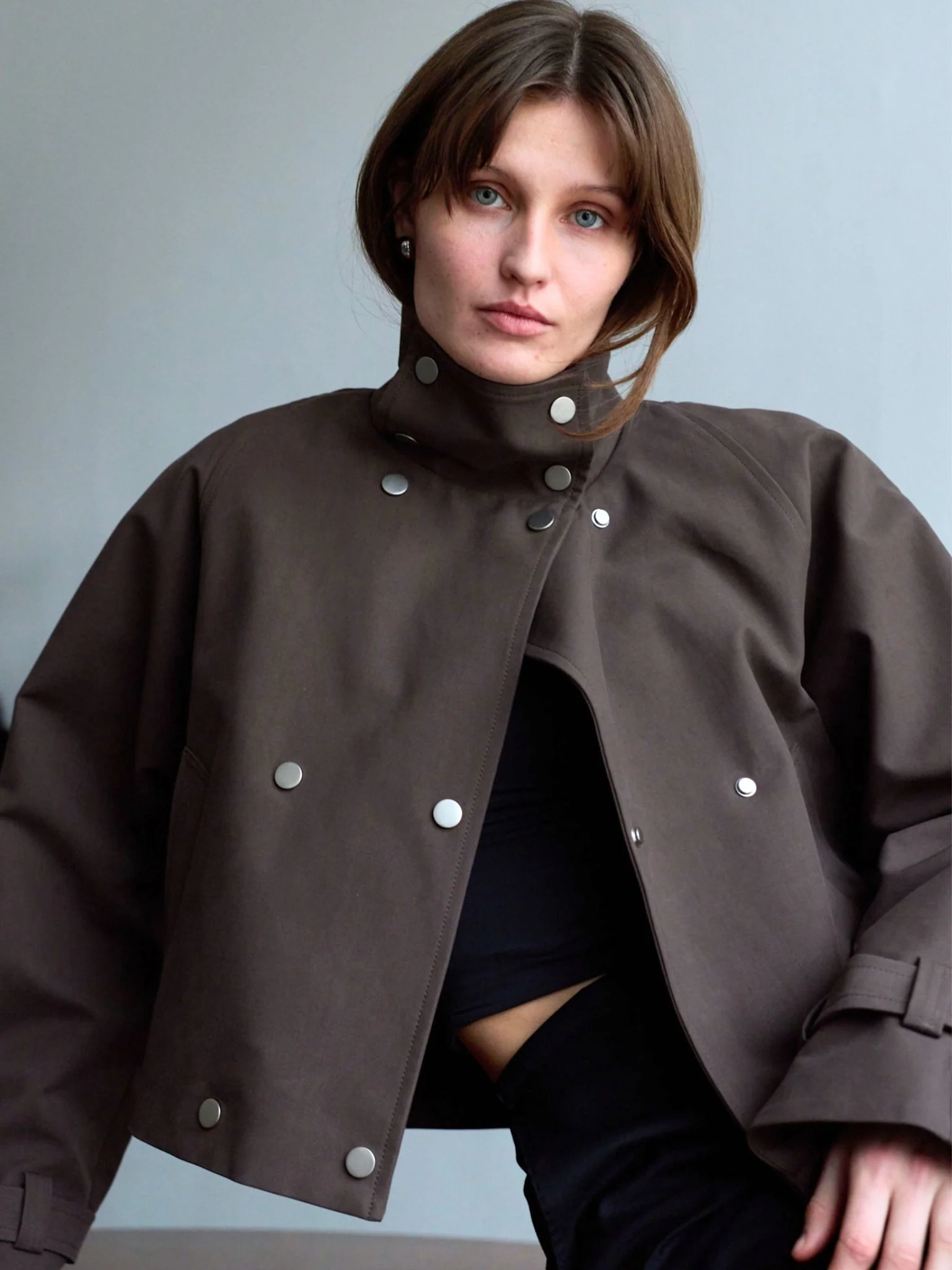 SKYLER CROPPED JACKET - BROWN - Image 5