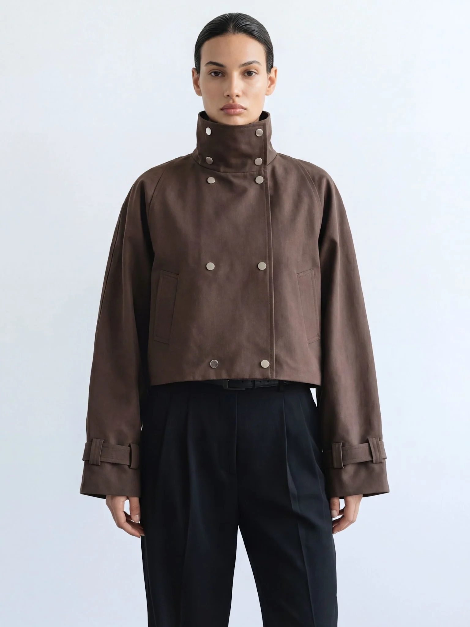 SKYLER CROPPED JACKET - BROWN - Image 6
