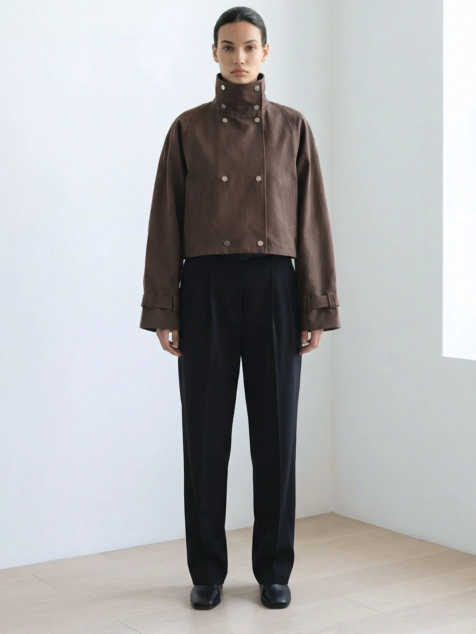 SKYLER CROPPED JACKET - BROWN - Image 8