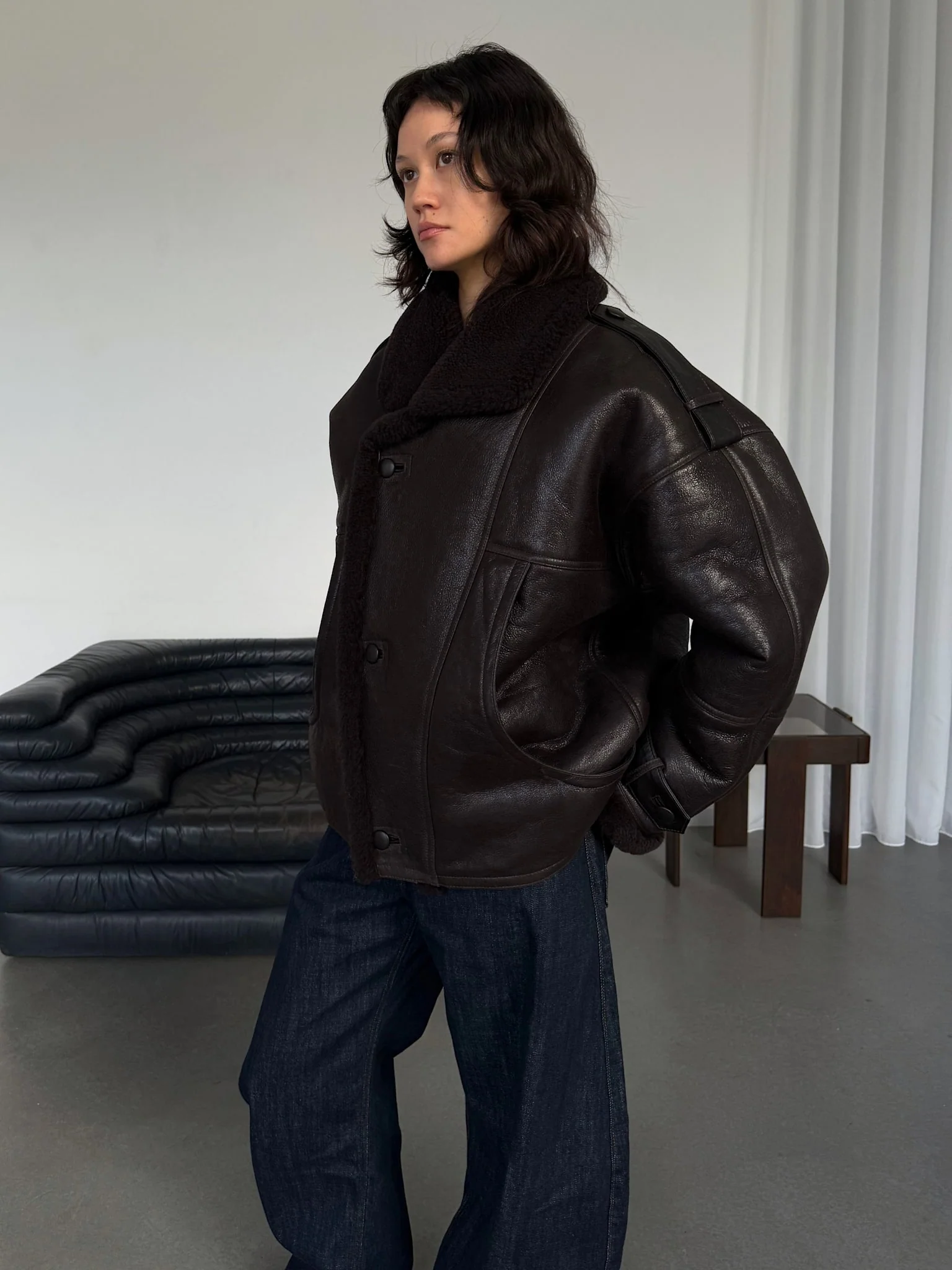 ZOE JACKET - BROWN LEATHER - Image 3
